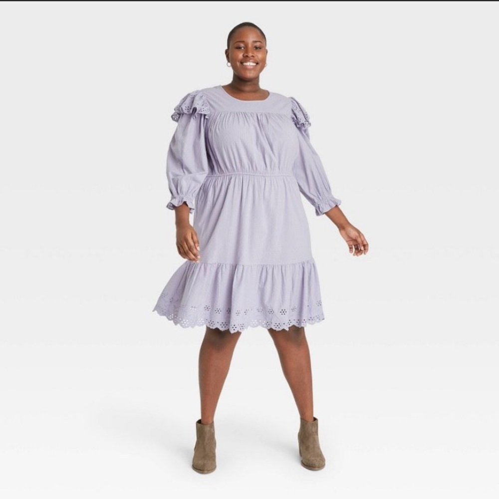 Universal Thread ruffle long sleeve lilac dress
